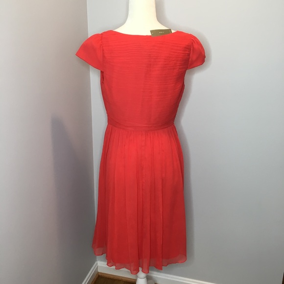  J. Crew Silk Chiffon Mirabelle Bright Coral - Picture 2 of 7
