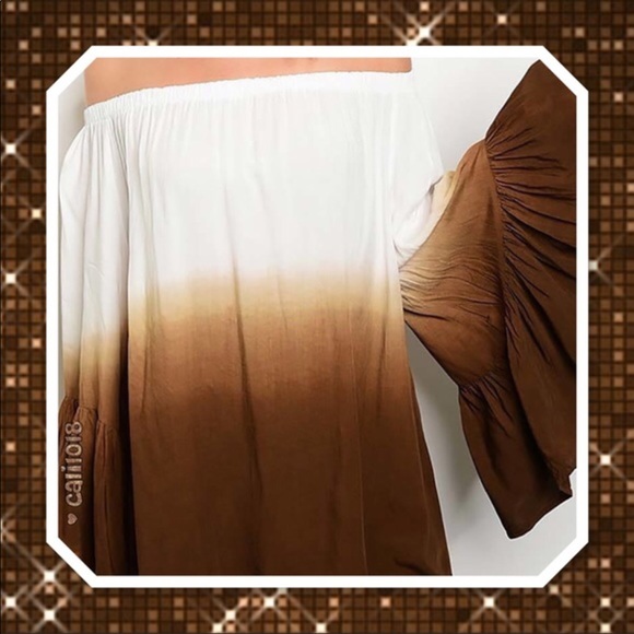 BESTSELLER•1X-2X•Boho Bell Sleeved Mocha Ombre' Top•NWT - Picture 5 of 5