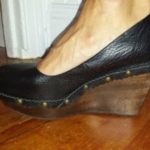 Irregular Choice Black w/ wood platform/nail heads