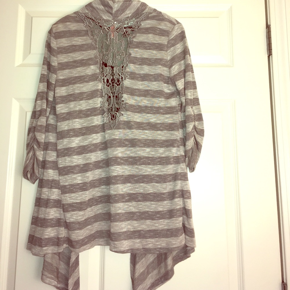 Dark/Light Grey Striped Cardigan