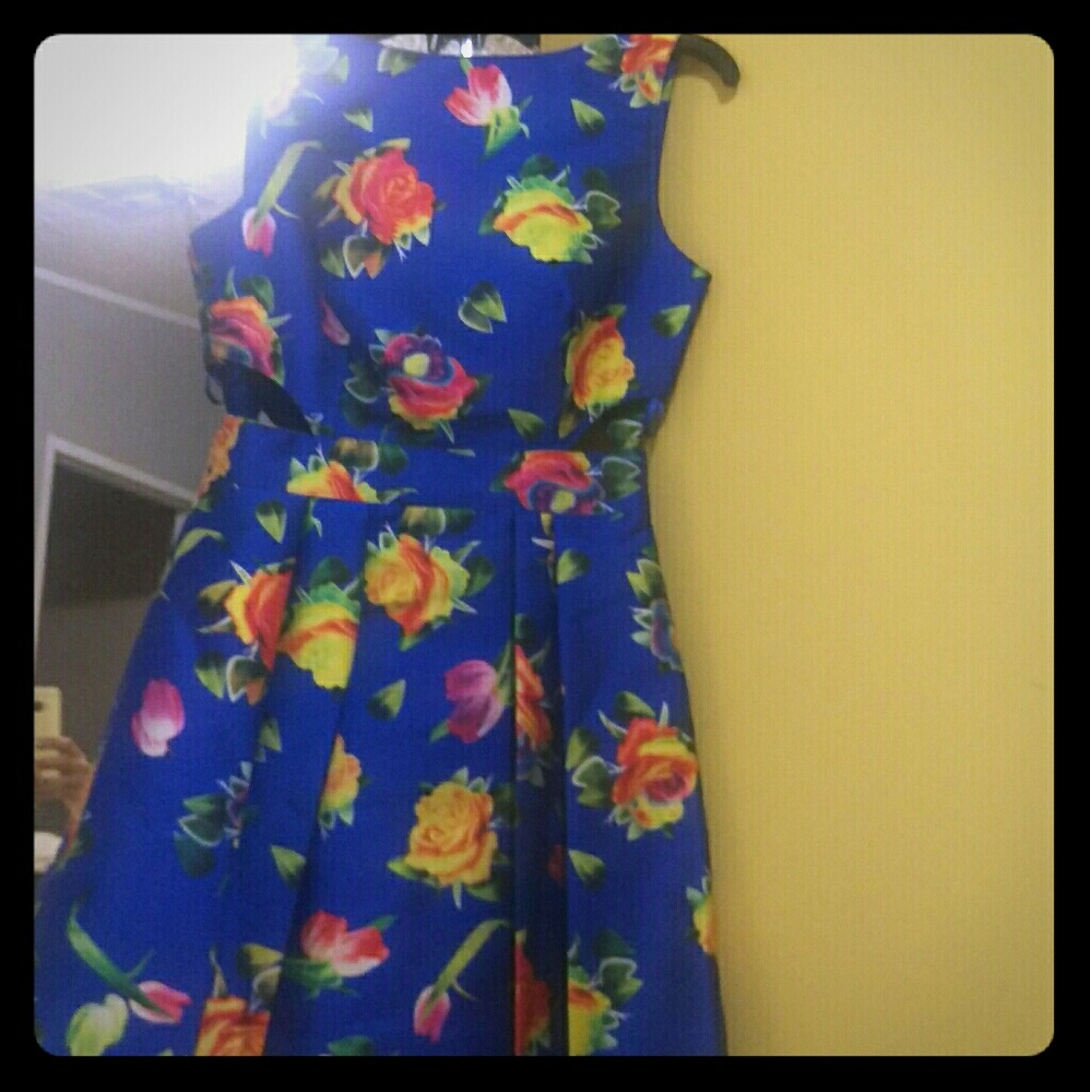 NWT blue dress with back & side openings!