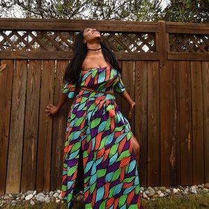 Off shoulder cropped top with maxi skirt US 8-12