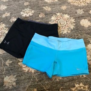 Nike and under amour shorts