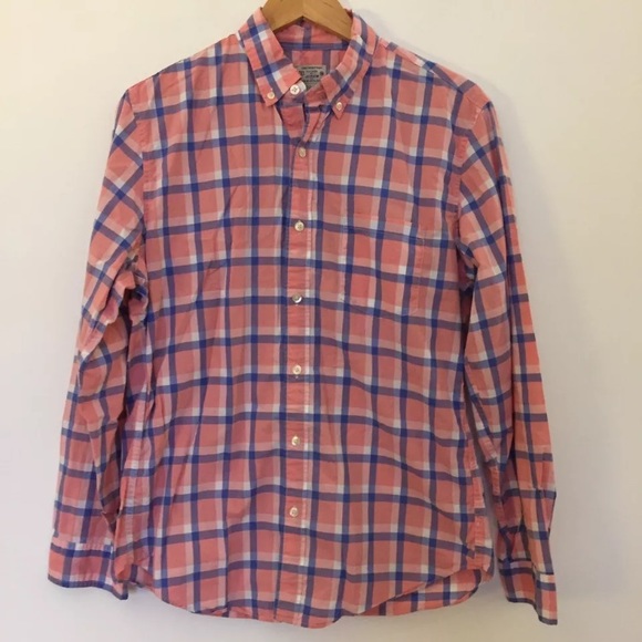 J. Crew Other - J crew • pink blue plaid button up shirt