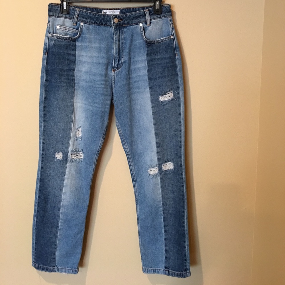 NWOT Free People patchwork jeans - Picture 2 of 6