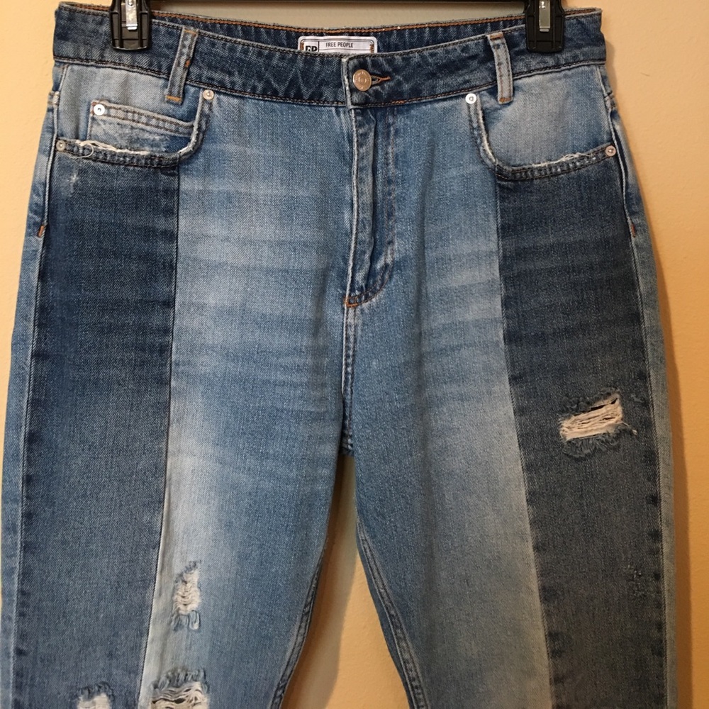 NWOT Free People patchwork jeans - Picture 3 of 6
