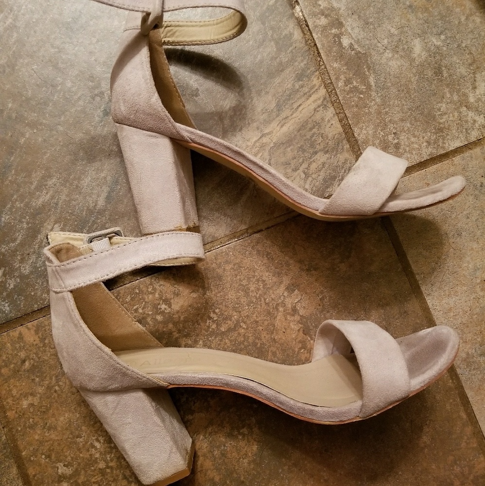 Gray block heels