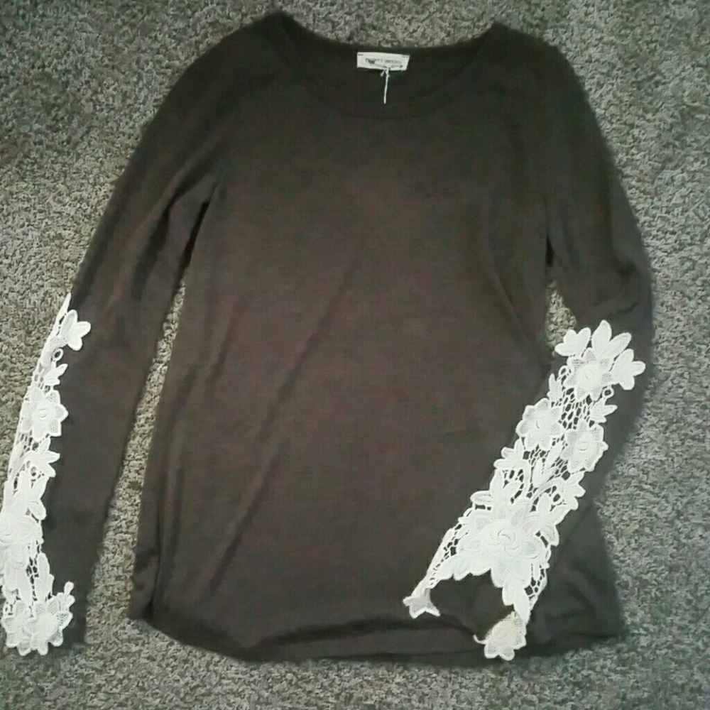 Brown Top With Lace Detail