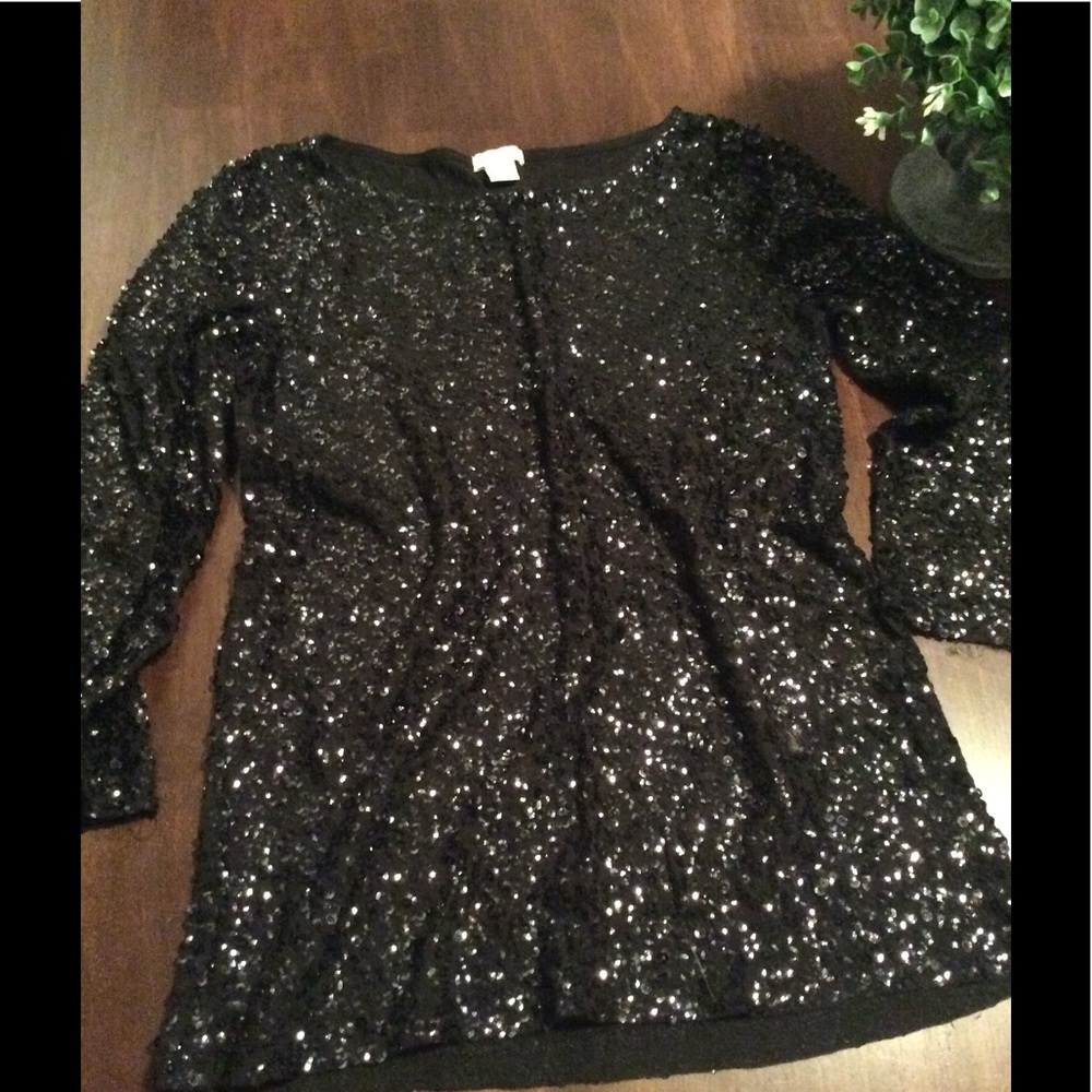 Black, full sequin Jcrew top