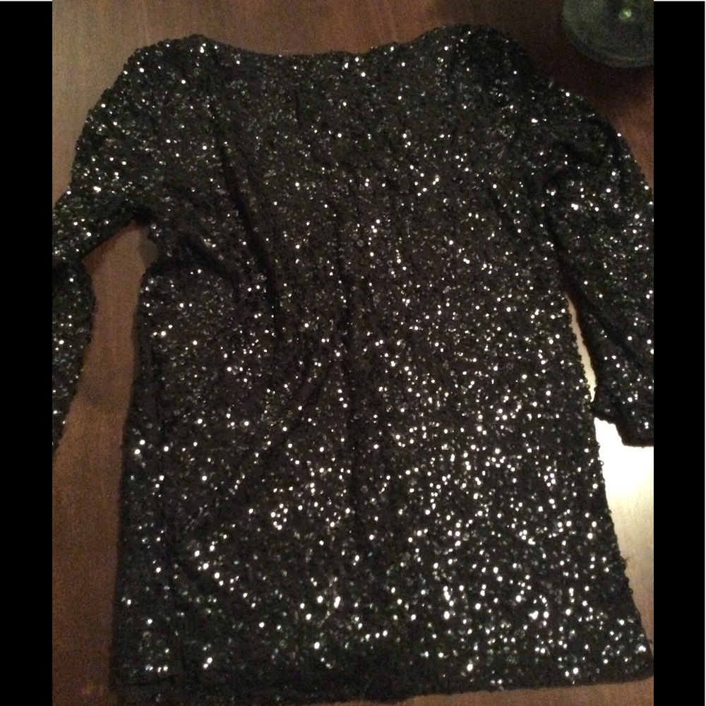 Black, full sequin Jcrew top - Picture 3 of 3