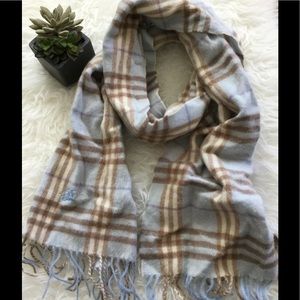 Pale blue Burberry check scarf