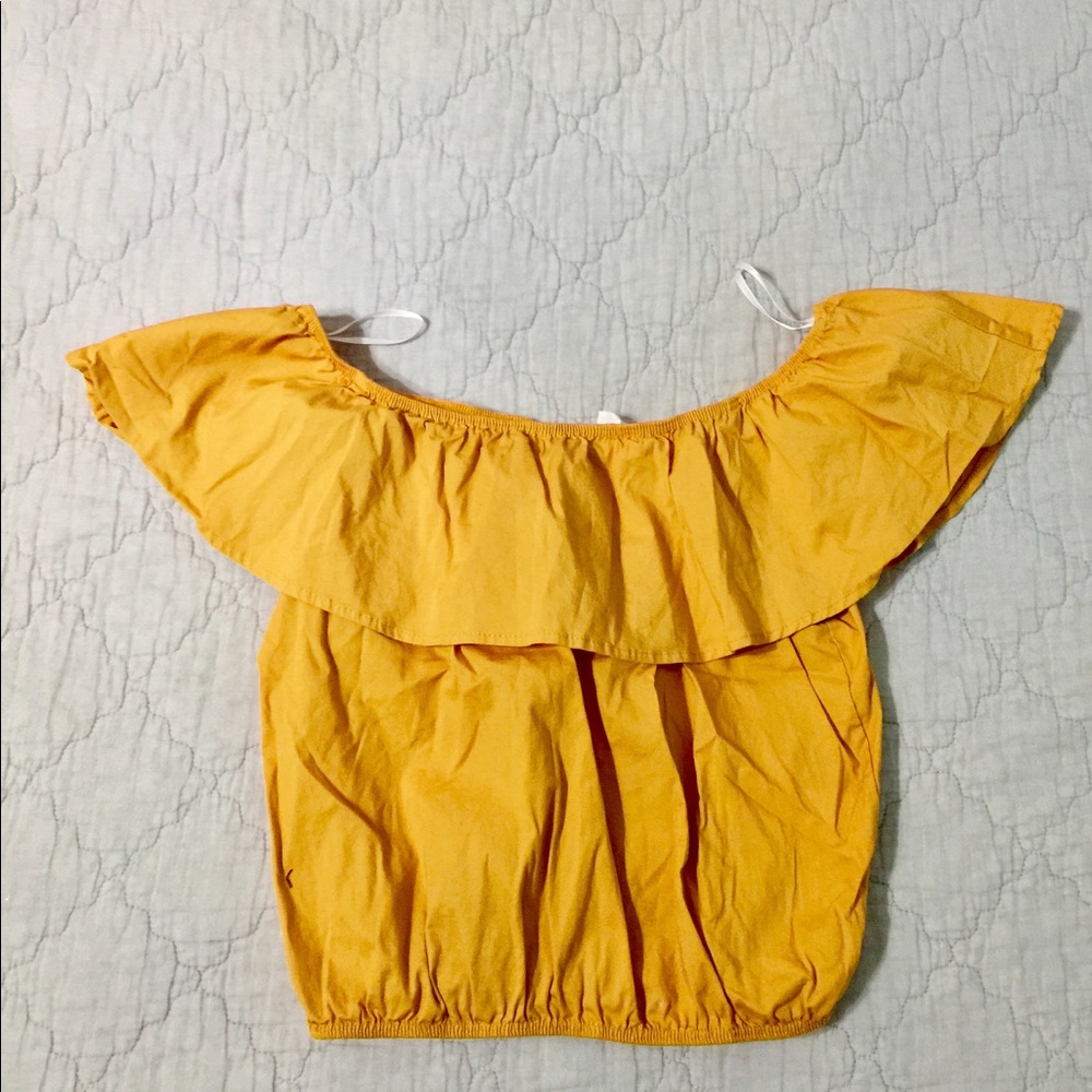 YELLOW OFF THE SHOULDER CROP TOP!!!!