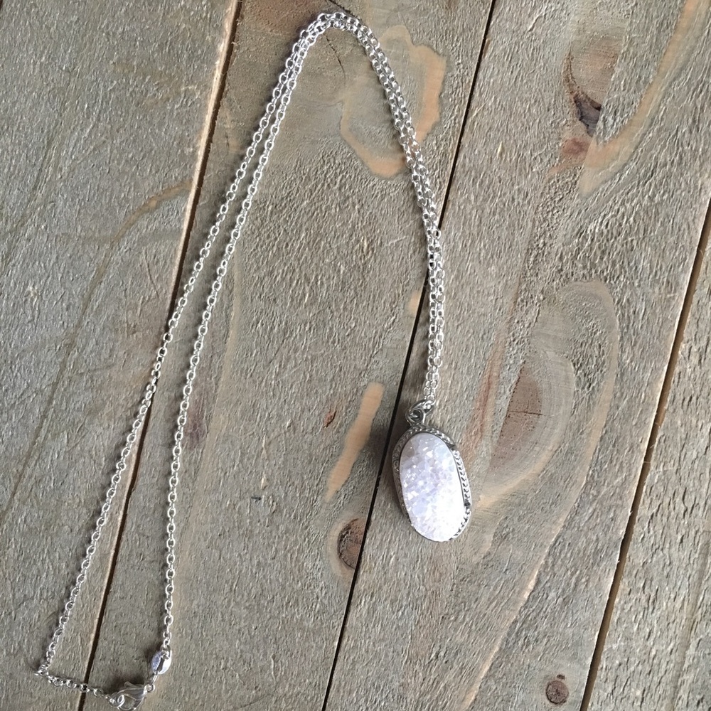 Genuine Druzy Stone .925 Sterling Silver Necklace - Picture 2 of 4