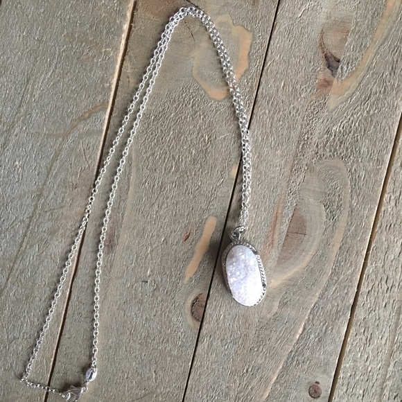Genuine Druzy Stone .925 Sterling Silver Necklace - Picture 2 of 4
