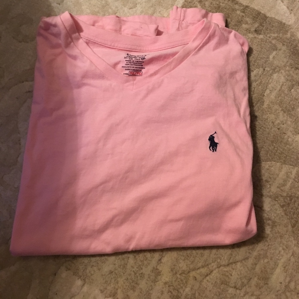 Polo V Neck T Shirt- Pink