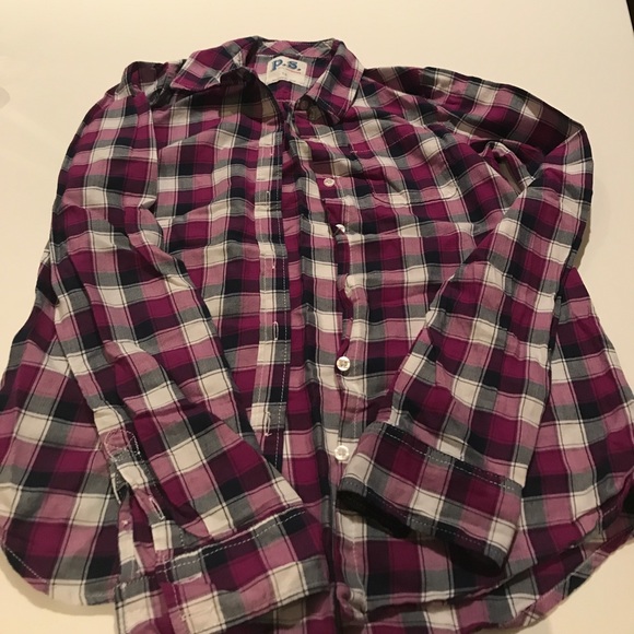 Girls P.S.from Aeropostale plaid button down shirt - Picture 1 of 3