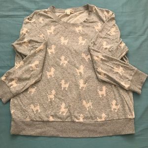 Light gray sweatshirt w/ white poodle print