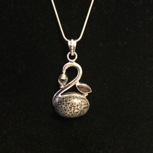 Swan Necklace- Herkimer Diamond with Smoky Topaz