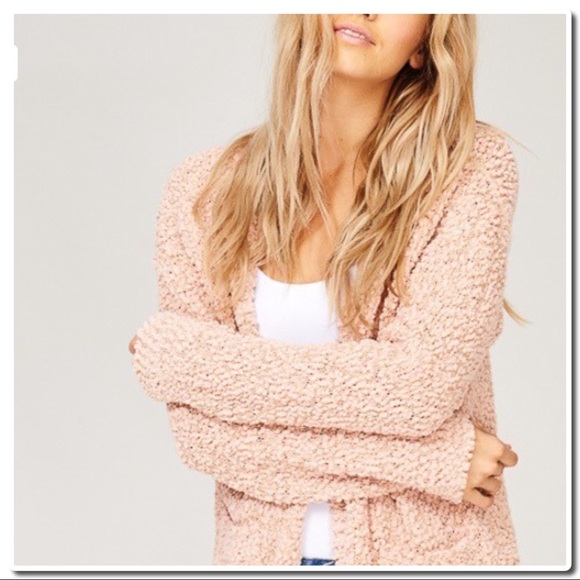 Chunky Knit Open Cardigan in Blush - Picture 4 of 6