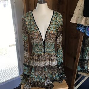 Beaded collar Boho Tunic -  Size Large