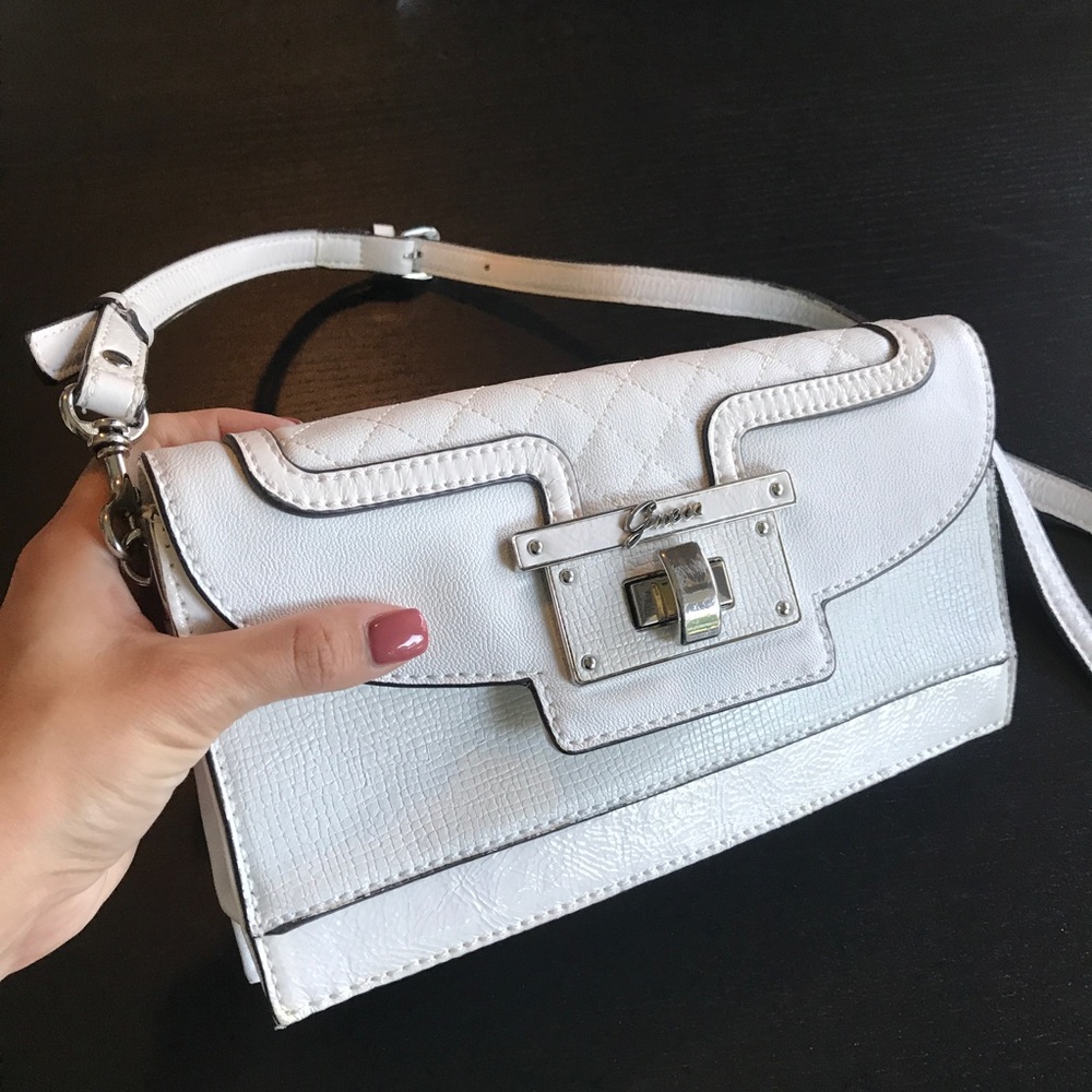 Guess White Crossbody Clutch Bag