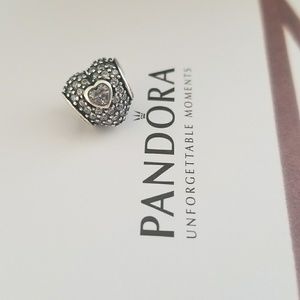 Pandora In My Heart Retired Clear CZ Pave Charm