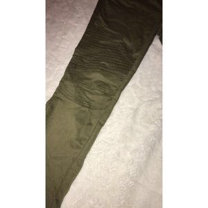 Army Green moto jeans
