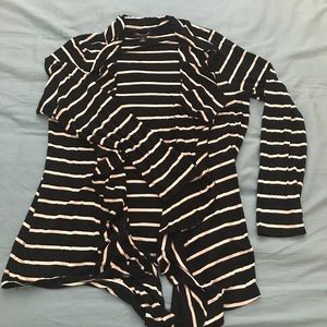 Black w/ white strips open cardigan