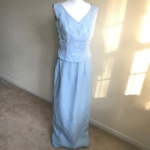 Blue formal dress, 2 piece with beaded top sz 12