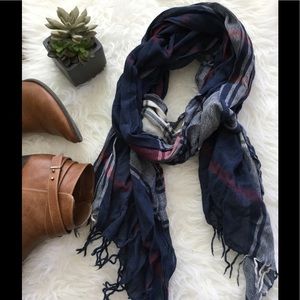Navy blue plaid scarf