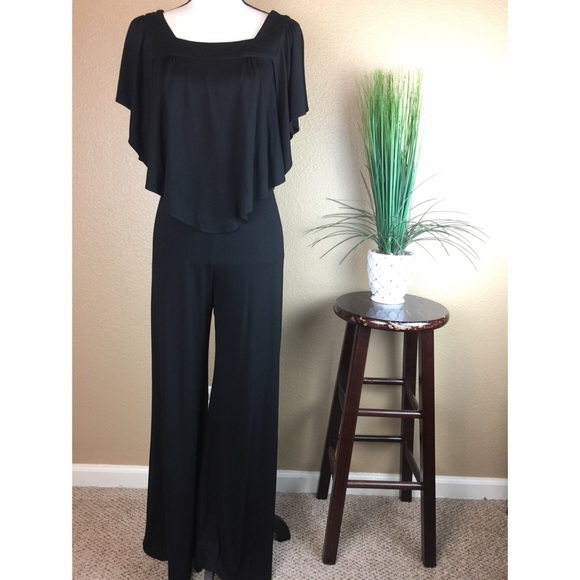Alice + Olivia Pants - Alice + Olivia Jumpsuit Black Flutter Sleeve
