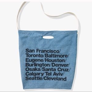 American Apparel cities print large denim tote bag