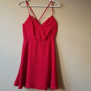 Red slip dress