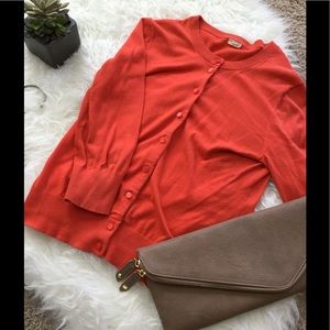Orange J. Crew cardigan
