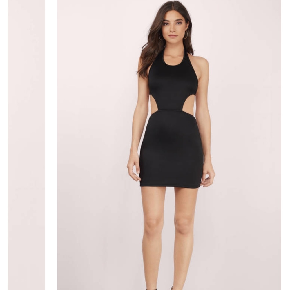 Black body con dress sides cut out open back