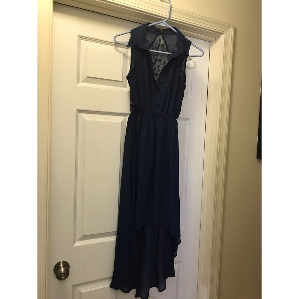 Navy Blue High Low Dress