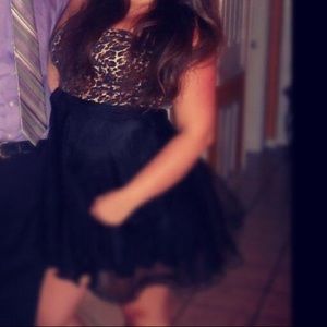 Sequins Cheetah print homecoming dress