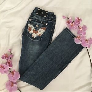 MissMe boot cut longhorn print studded jeans