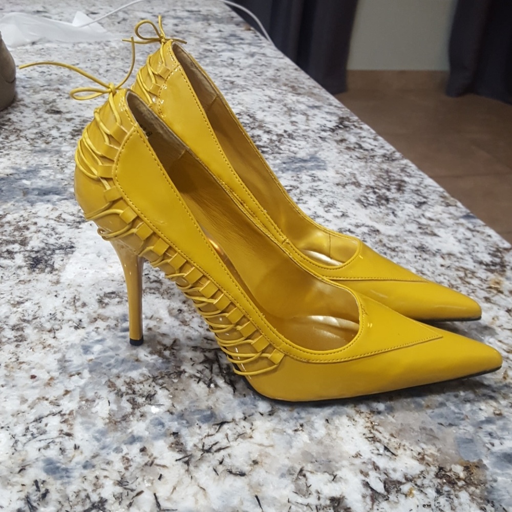 Laced Mustard Heels Dollhouse size 8