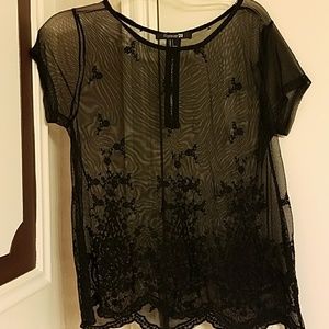 Black mesh top
