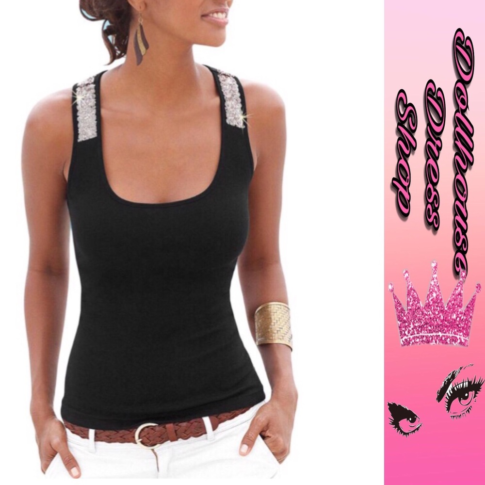 Black Bling Bling Tank Top w/ Glitter