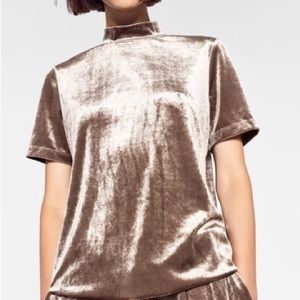 NWOT Zara Velvet Mock Neck FITS LIKE A MEDIUM.
