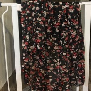 Hi-low elastic waistband skirt