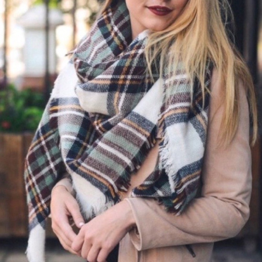 Classic Plaid Blanket Scarf Wrap one size