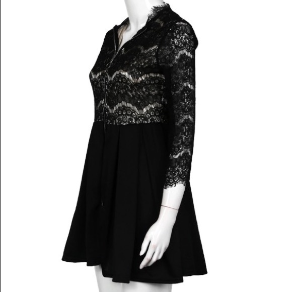 Elegant Lace V-Neck Dress - Picture 3 of 8