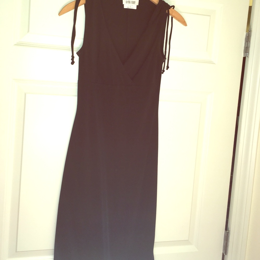 Long Length Short Sleeve Black Dress