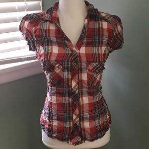 Crinkled Plaid Shirt