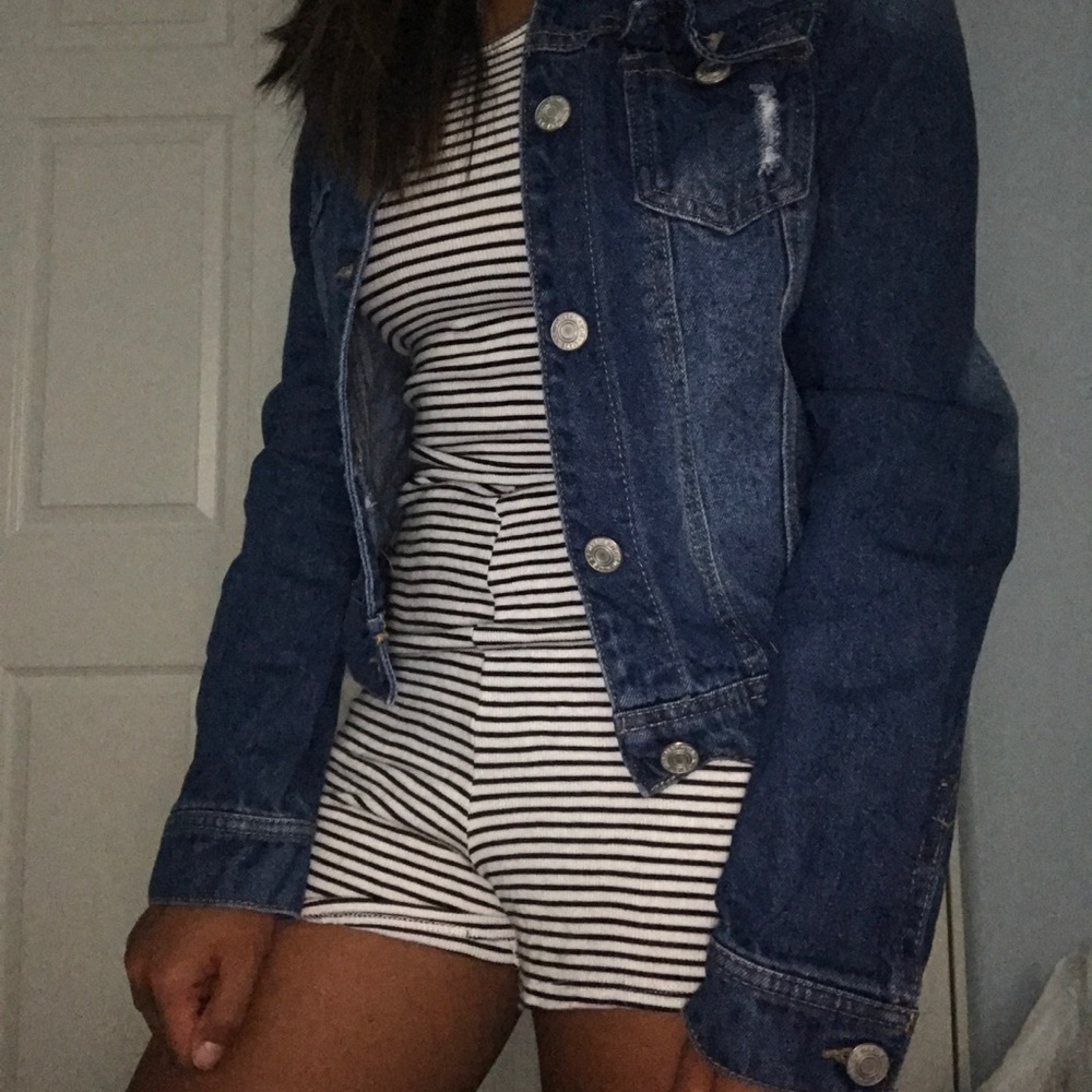 H&M striped halter romper size small WORN ONCE