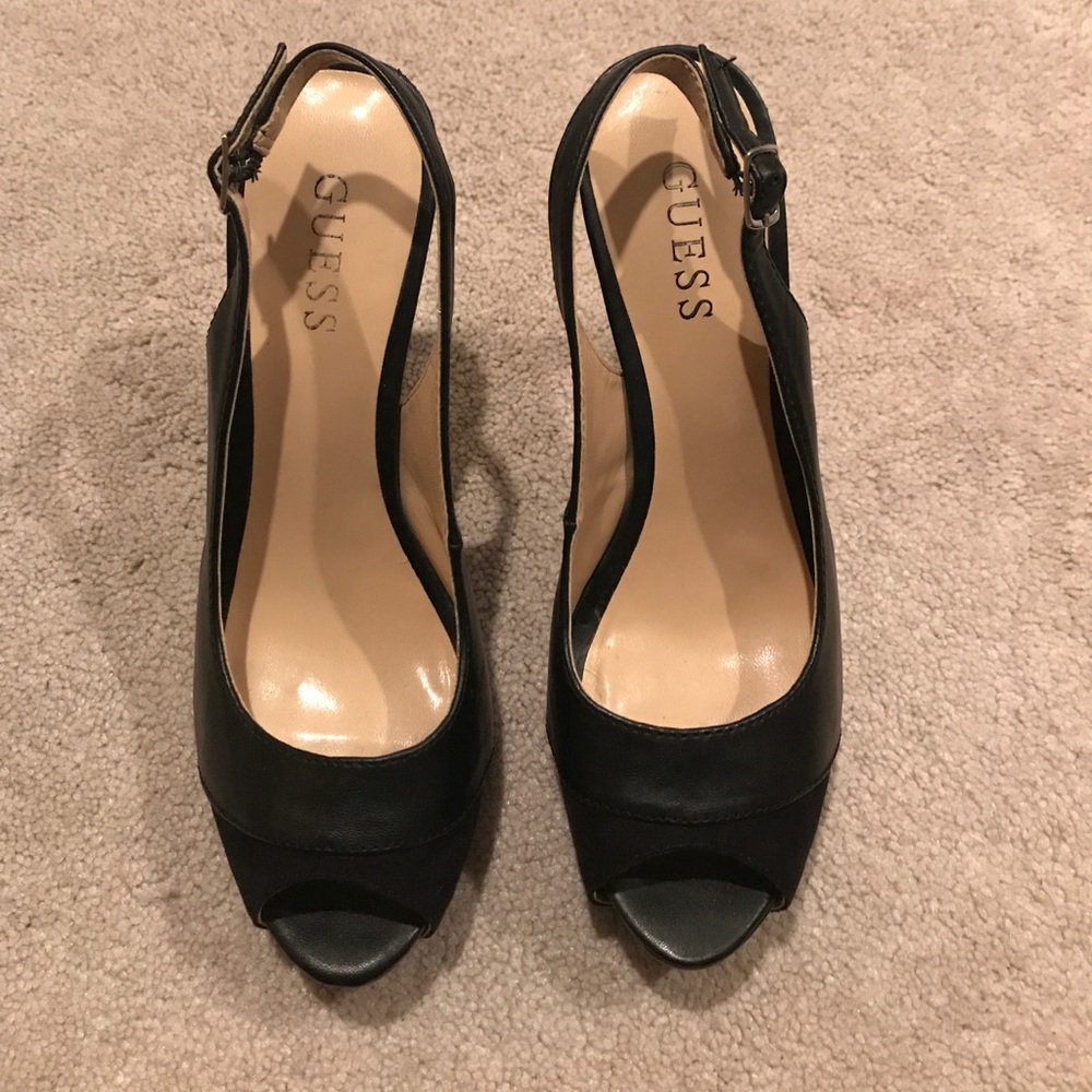 Guess Open Toed Black Heels