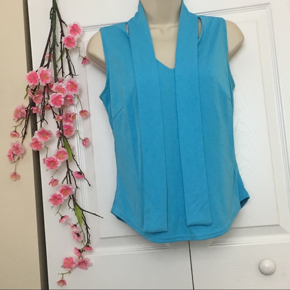 Vintage ‘90s Teal Top with Attached Scarf